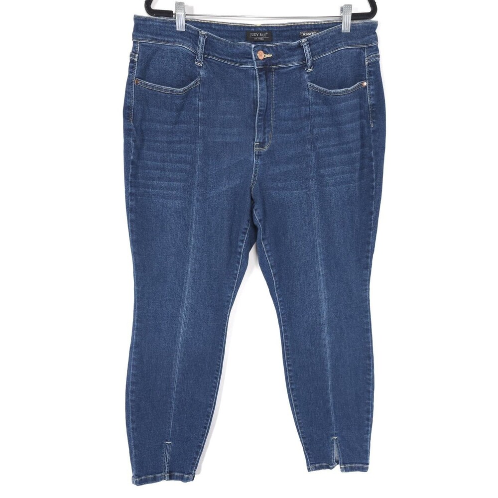 JUDY BLUE Women's Jeans Skinny Fit Stretch 18W Front Seam Slit JB82494DKPL
